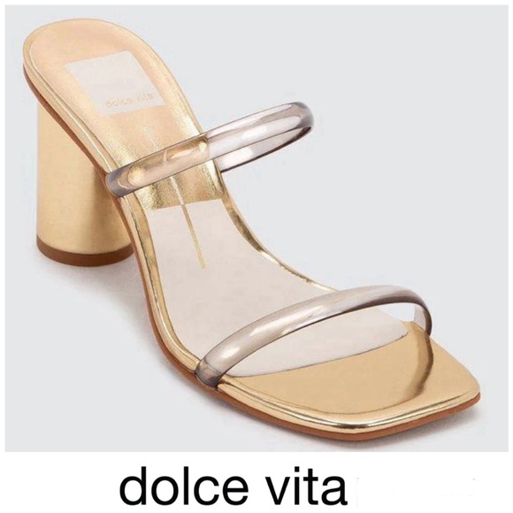 Dolce Vita Shoes - ♦️SOLD♦️DOLCE VITA Noles Gold w Clear Straps Open Toe Slides Slip On Heels Sanda
